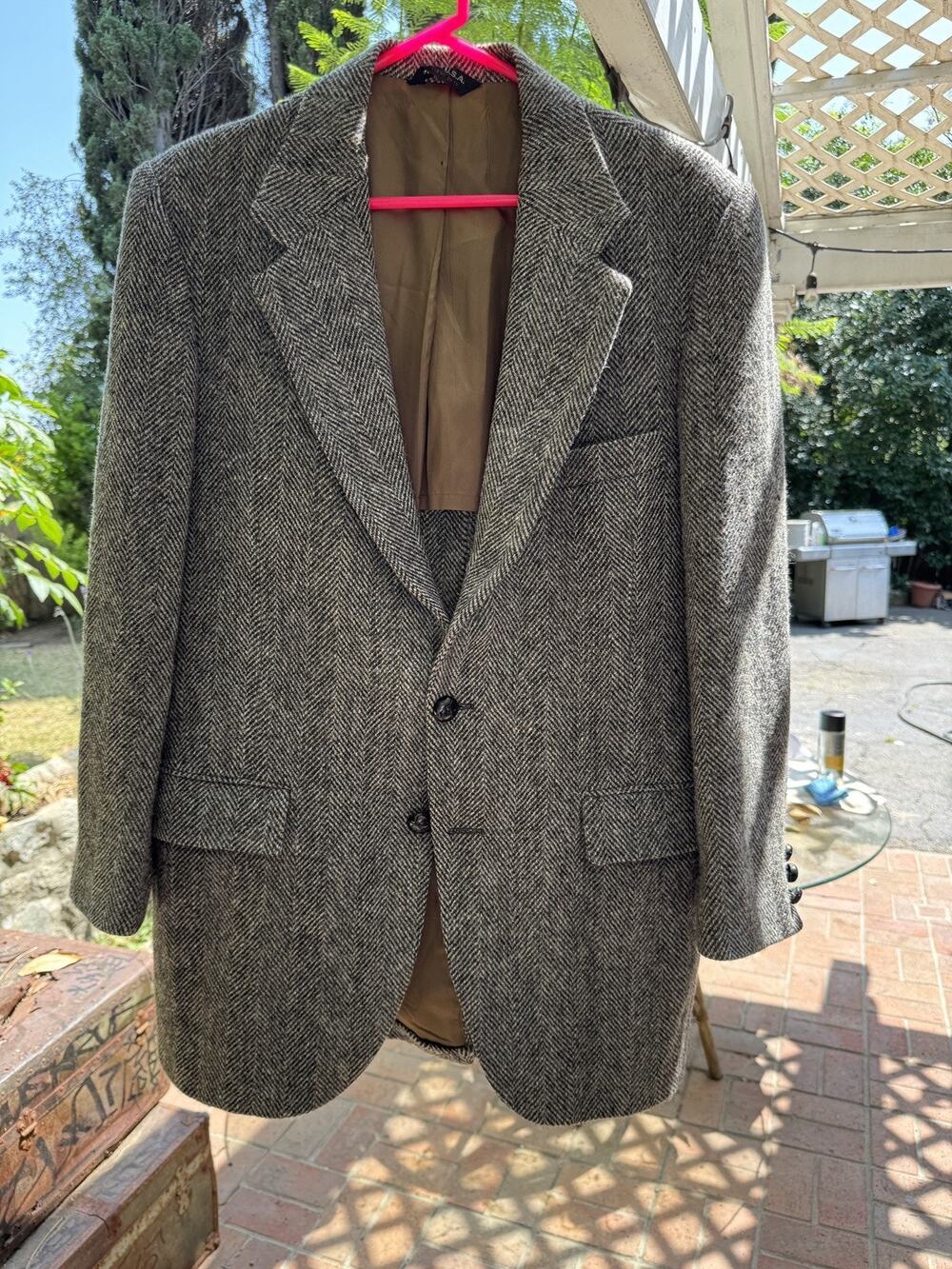 Vintage Harris Tweed Herringbone Blazer - Harris & Frank Mens Approx 40R